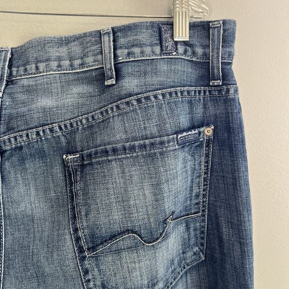 7 For All Mankind Men's Austyn Jeans Sz 40x34 Faded Denim Straight Leg Blue - Picture 11 of 16